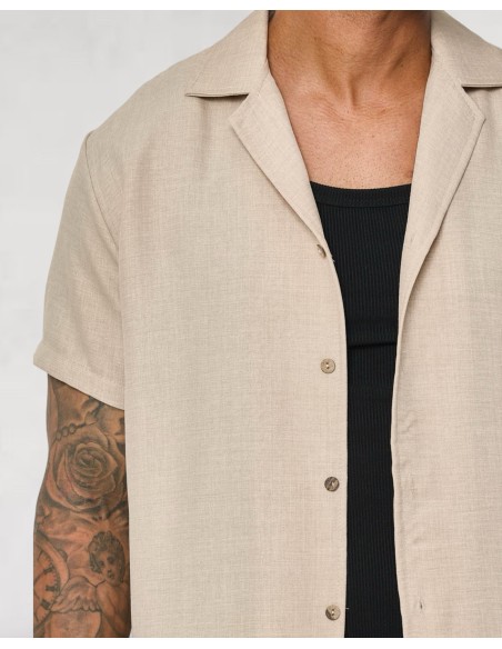 Ensemble beige pantalon chemisette ultra fluide