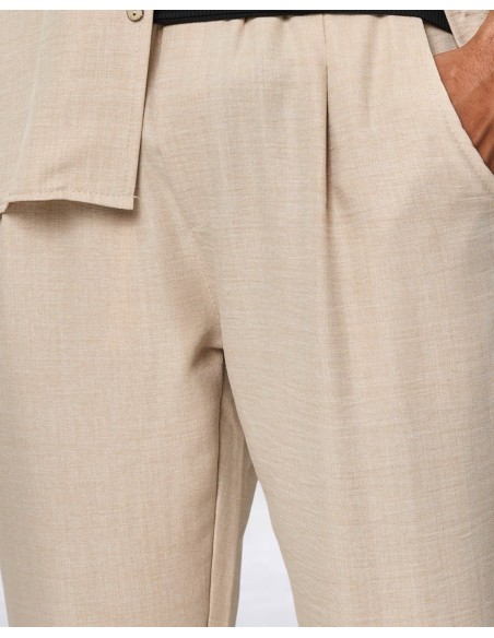 Ensemble beige pantalon chemisette ultra fluide