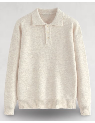 Polo en maille col boutonné uni beige