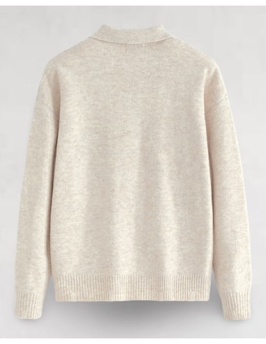 Polo en maille col boutonné uni beige