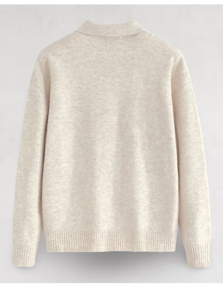 Polo en maille col boutonné uni beige