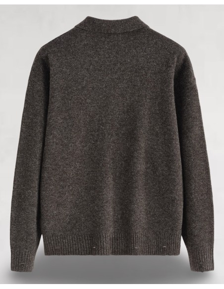 Polo en maille col boutonné uni anthracite