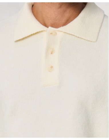 Polo en maille col boutonné uni ecru