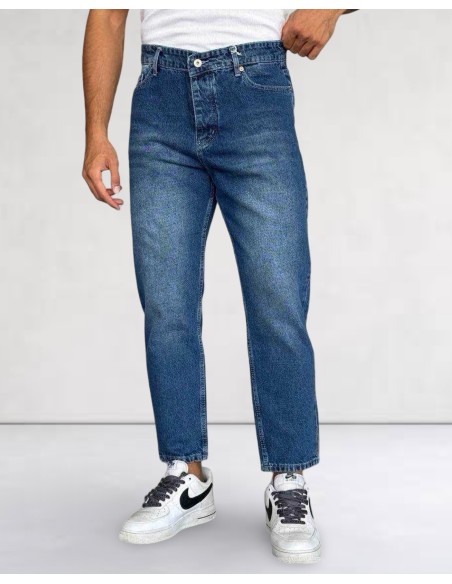 Jeans Tapered Boyfriend bleu marine