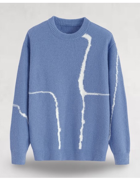 Pull en maille artistique bleu ciel