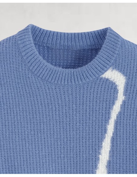 Pull en maille artistique bleu ciel