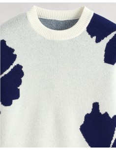Pull en maille "marguerite" blanc 2