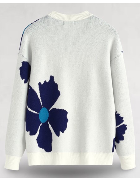Pull en maille "marguerite" blanc