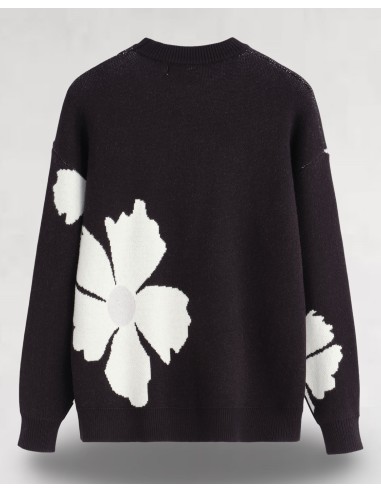 Pull en maille "marguerite" noir