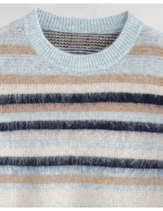 Pull en maille horizontal stripes bleu 2