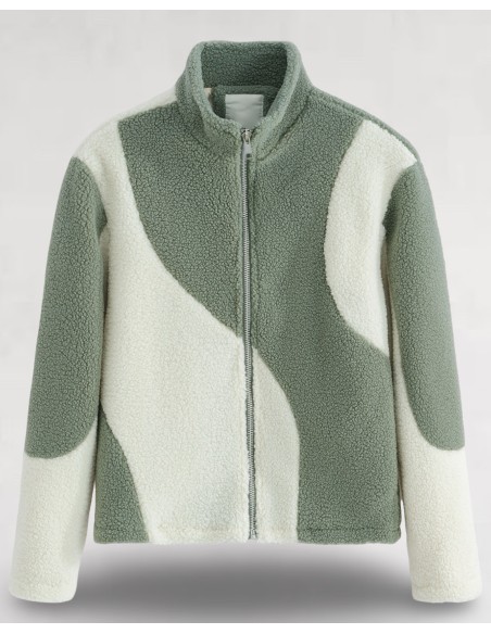 Veste zippée verte "BOREAL" style sherpa
