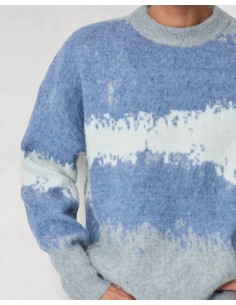 Pull en maille "GRAPHIC" bleu ciel 2