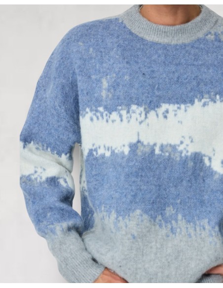Pull en maille "GRAPHIC" bleu ciel