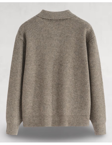 Pull en maille col zippé camel