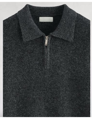 Pull en maille col zippé gris foncé