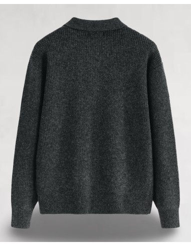 Pull en maille col zippé gris foncé