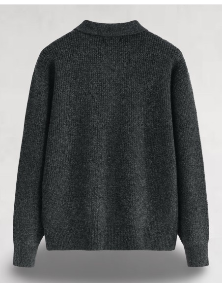 Pull en maille col zippé gris foncé