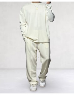Ensemble "TRACKSUIT" jogging fluide écru