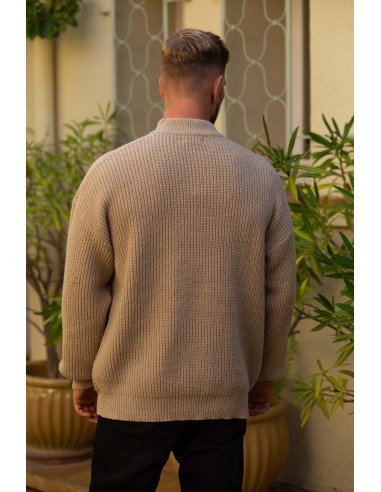 Pull Maille Col Haut Beige