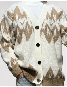 Gilet en maille à bouton à motif marron