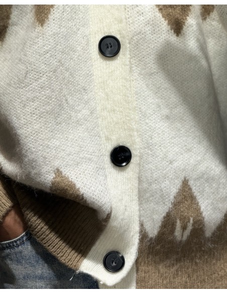 Gilet en maille à bouton à motif marron