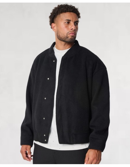 VESTE NOIRE COUPE "JAPAN" MELANGE DE LAINE