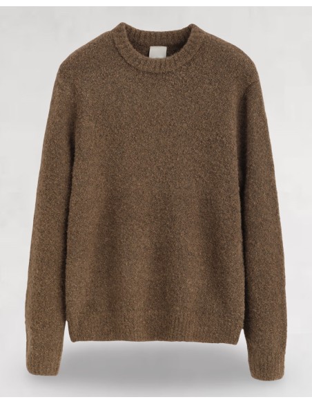 Pull regular fit marron mélange de laine chiné