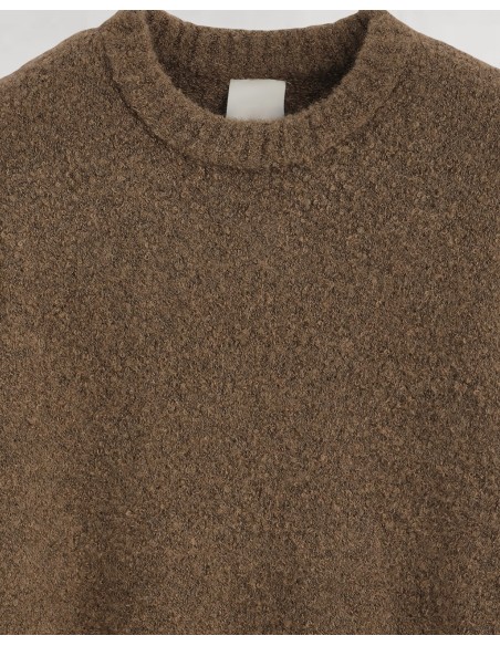 Pull regular fit marron mélange de laine chiné