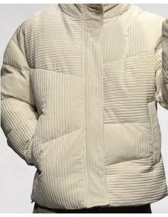 Doudoune beige effet piqué