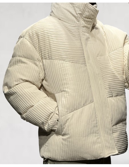 Doudoune beige effet piqué