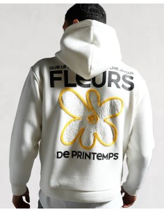 Hoodie "Fleurs de Printemps" blanc