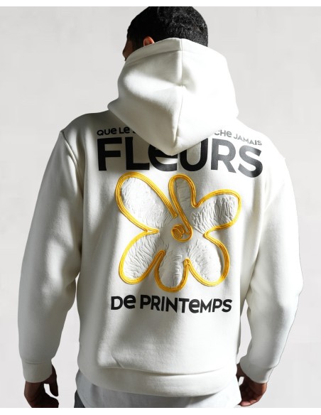 Hoodie "Fleurs de Printemps" blanc