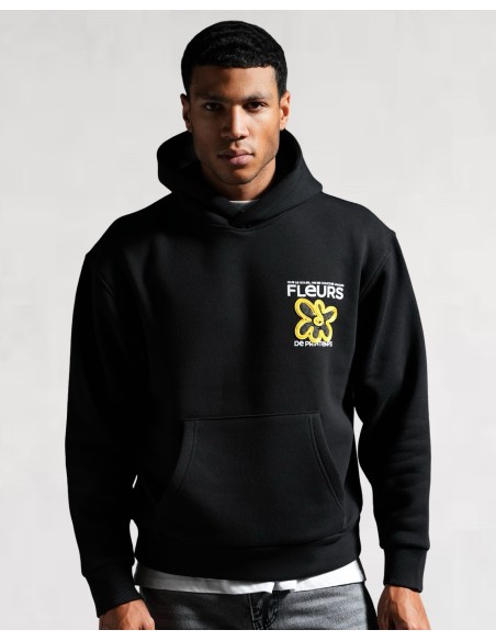 Hoodie "Fleurs de Printemps" noir