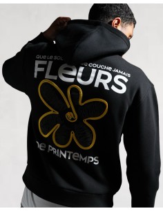 Hoodie "Fleurs de Printemps" noir 2