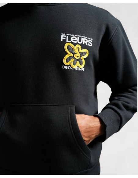 Hoodie "Fleurs de Printemps" noir