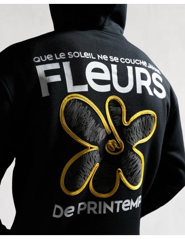 Hoodie "Fleurs de Printemps" noir