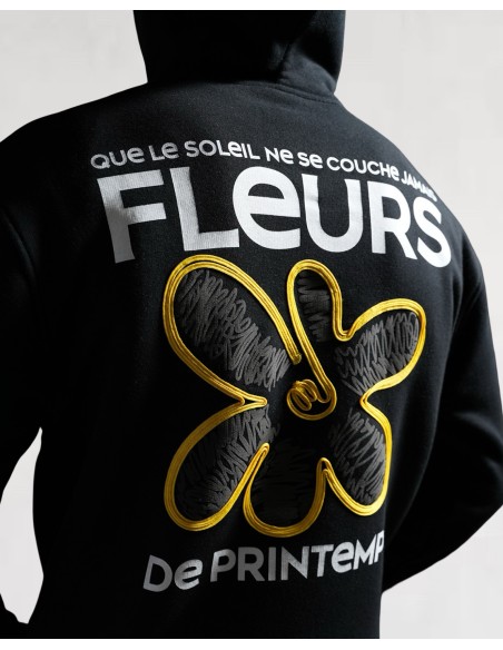 Hoodie "Fleurs de Printemps" noir