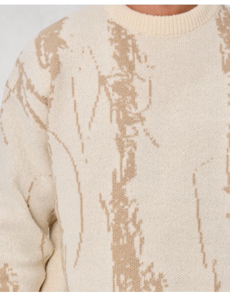 Pull à motif abstrait camel