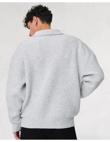 Pull en maille col zippé gris clair Pull en maille col zippé gris clair