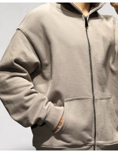 Veste zippée uni loose marron