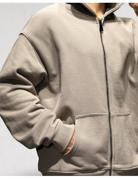 Veste zippée uni loose marron