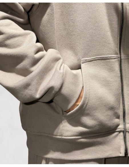 Veste zippée uni loose marron