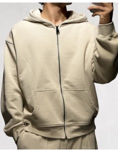 Veste zippée uni loose beige