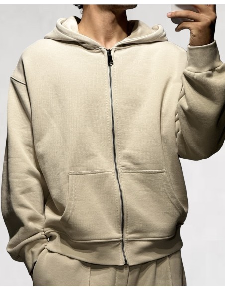 Veste zippée uni loose beige