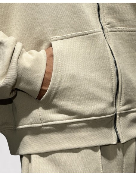 Veste zippée uni loose beige