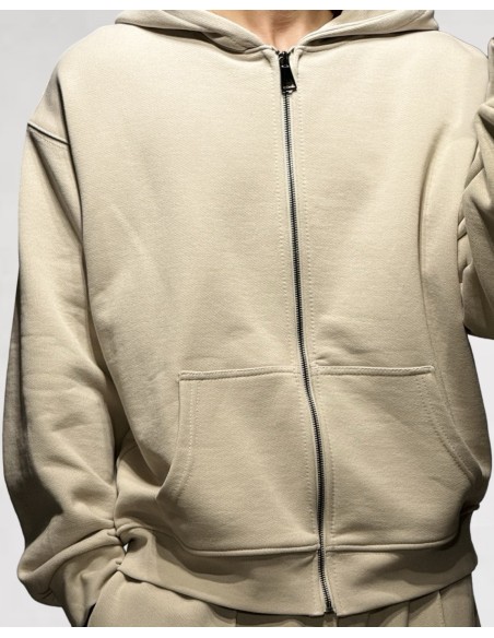 Veste zippée uni loose beige
