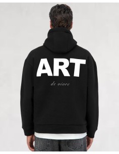 Hoodie noir Artiste "ART DE VIVRE"