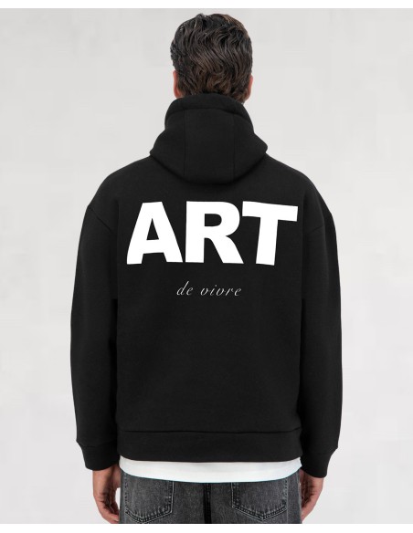 Hoodie noir Artiste "ART DE VIVRE"