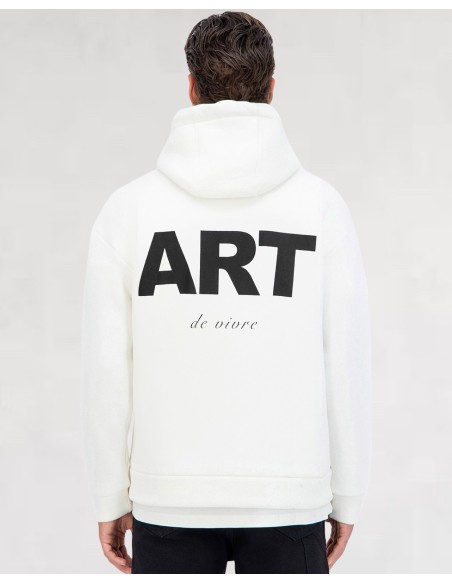 Hoodie blanc Artiste "ART DE VIVRE"