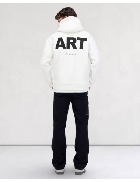 Hoodie blanc Artiste "ART DE VIVRE"